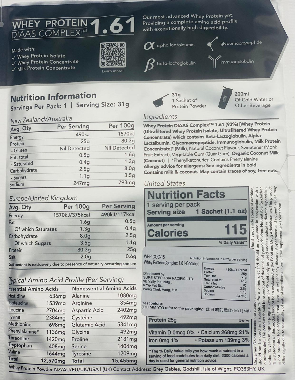 RADIX Whey Protein Complex 1.61 Single Serves