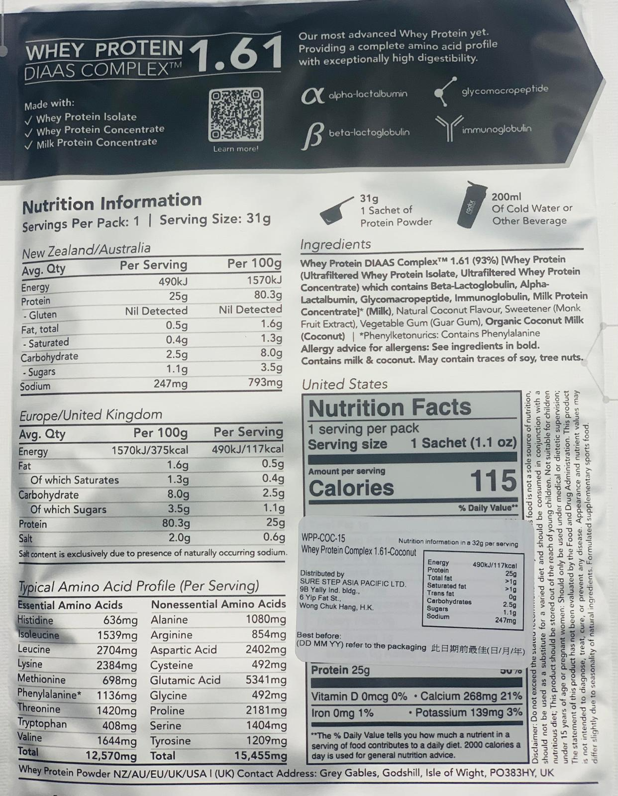 RADIX Whey Protein Complex 1.61 Single Serves