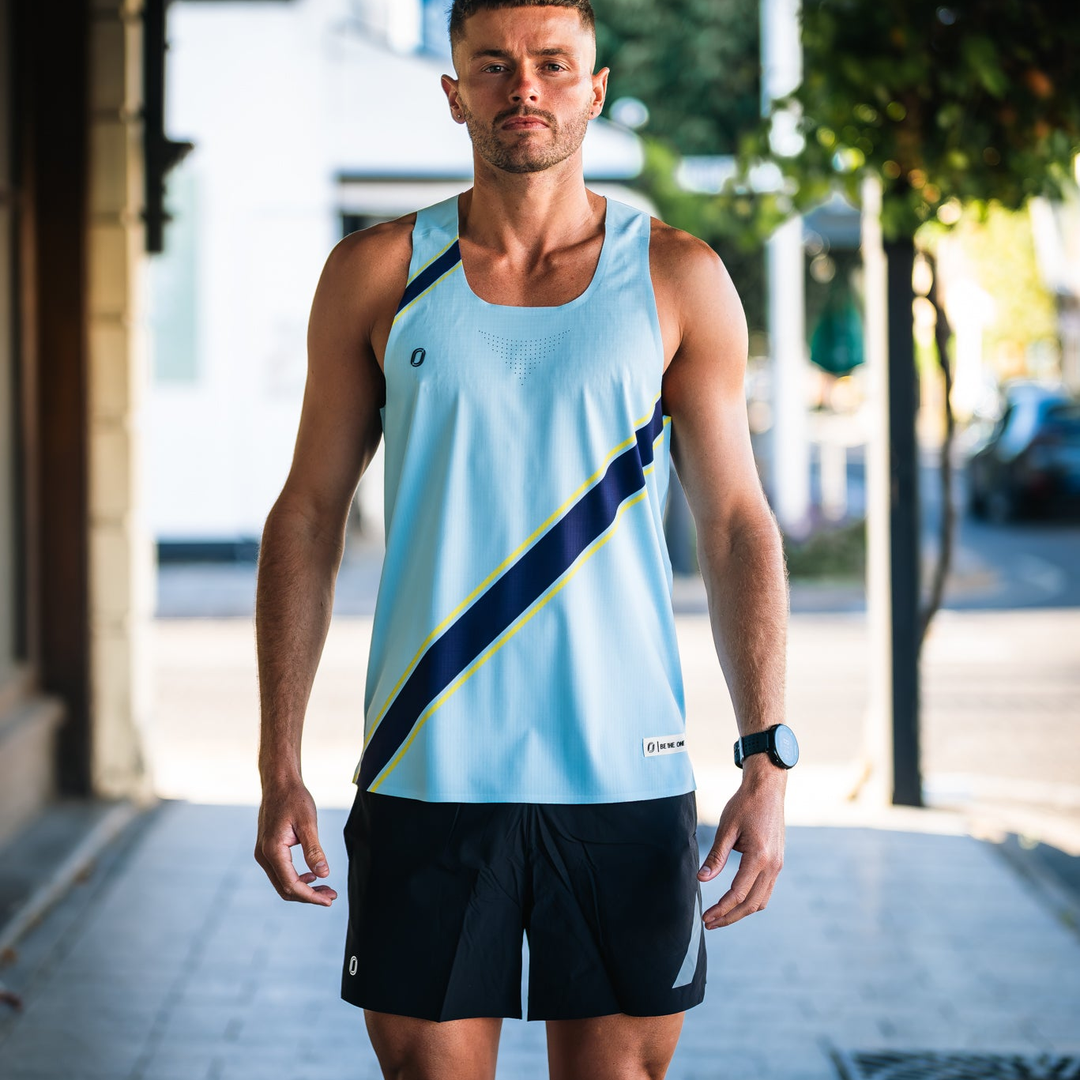 One Running Men's Victory Speed Tech Singlet (Sky)